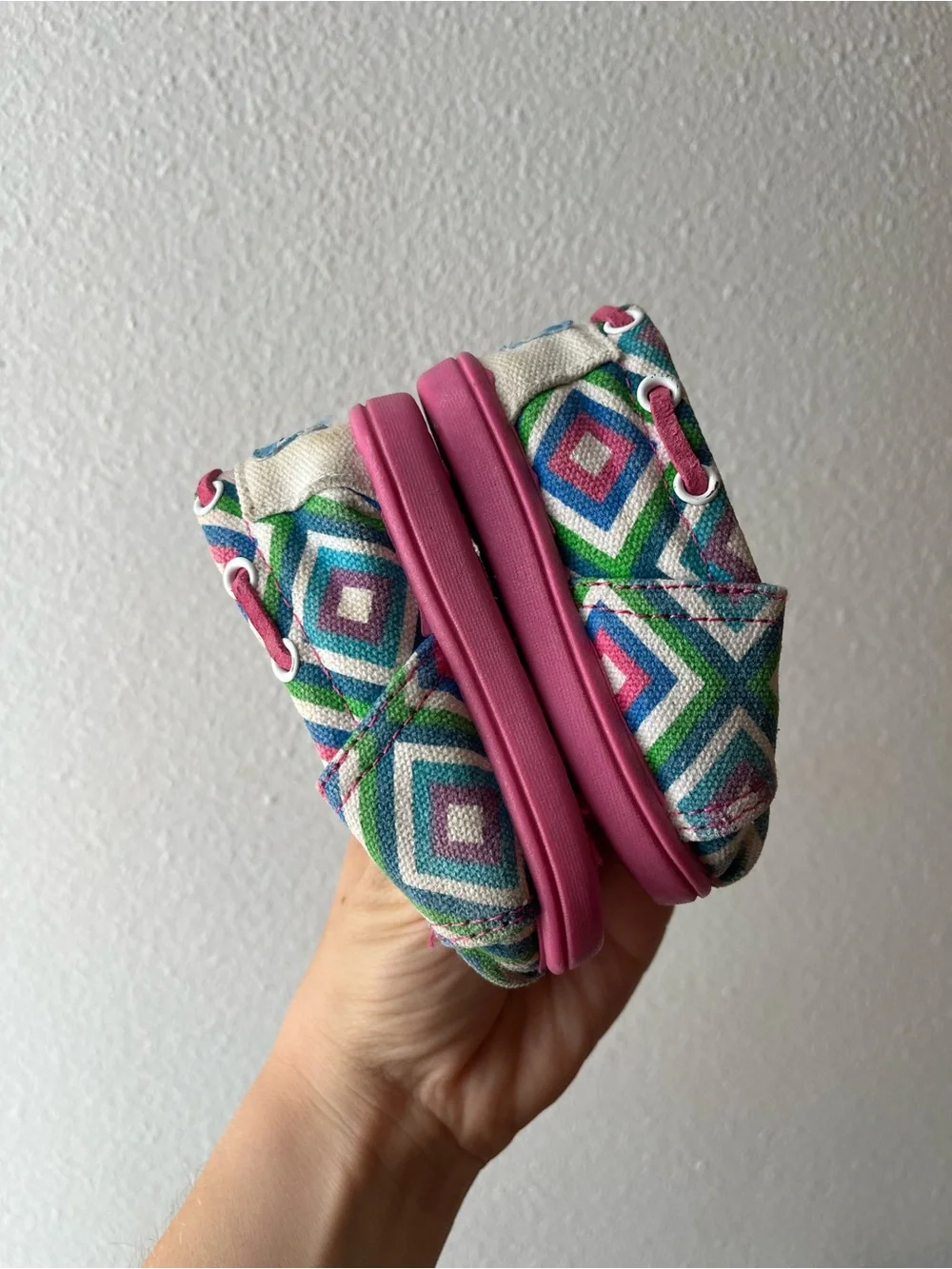 TOMS Infant Kids Pink Geometric Canvas Slip-On Shoes